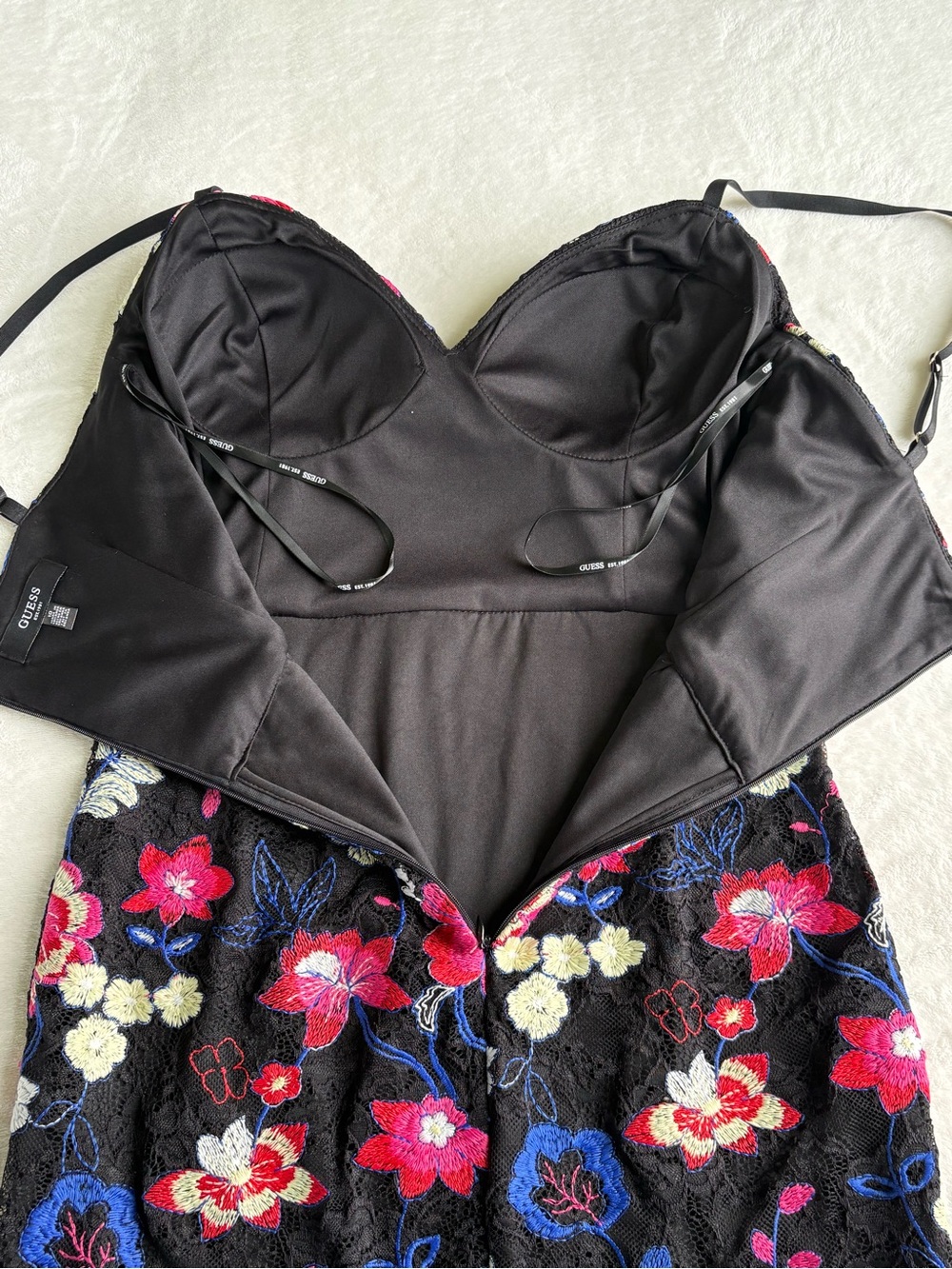 GUESS Floral Embroidered Lace Bustier Midi Dress NWOT 10 - Picture 9 of 16
